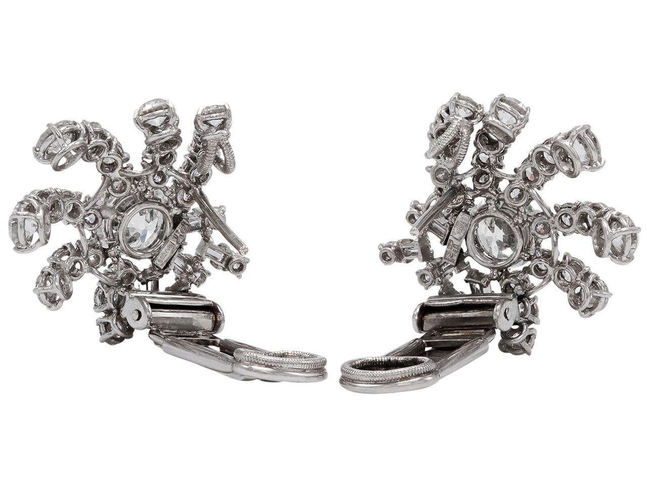 Mid-Century Diamond Earrings in Platinum