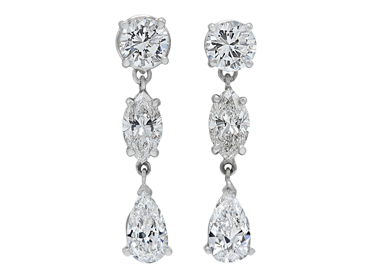 Diamond Dangle Earrings, 5.91 total carats, in Platinum