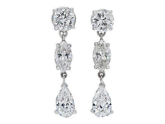 Diamond Dangle Earrings, 5.91 total carats, in Platinum