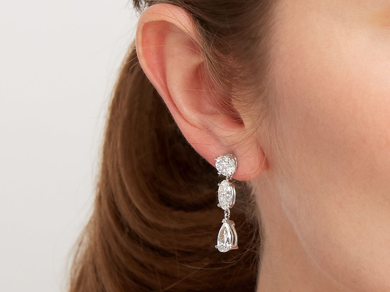 Diamond Dangle Earrings, 5.91 total carats, in Platinum