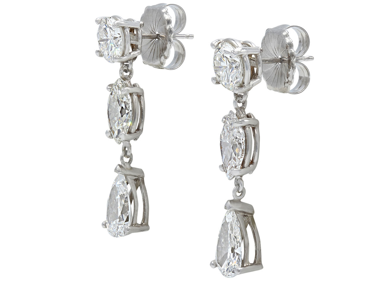 Diamond Dangle Earrings, 5.91 total carats, in Platinum