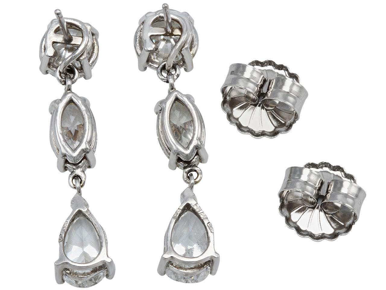 Diamond Dangle Earrings, 5.91 total carats, in Platinum