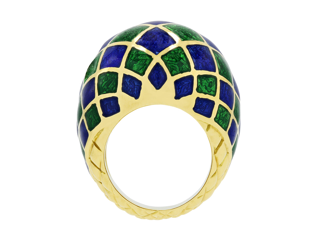 David Webb Enamel Dome Ring in 18K Gold