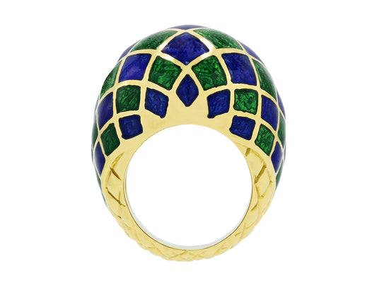 David Webb Enamel Dome Ring in 18K Gold