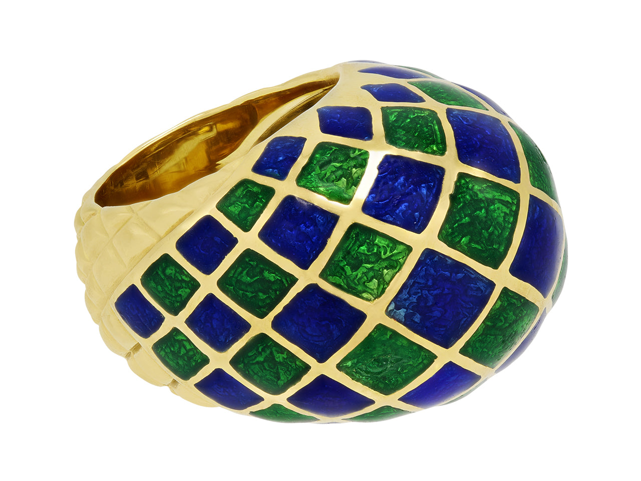 David Webb Enamel Dome Ring in 18K Gold