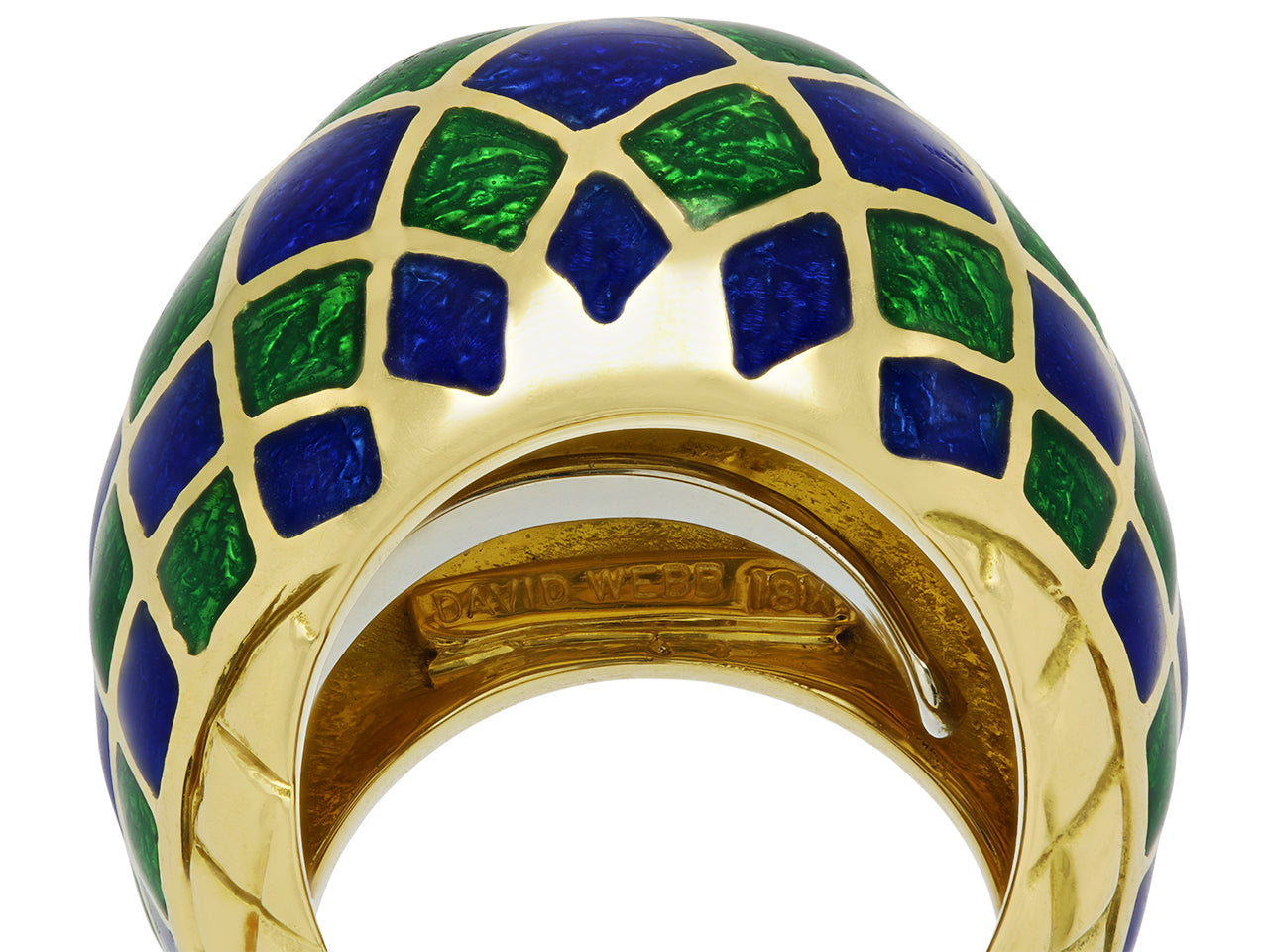 David Webb Enamel Dome Ring in 18K Gold