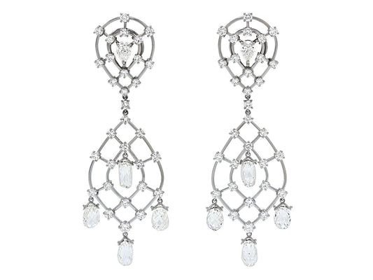 Diamond Briolette Chandelier Earrings in Platinum