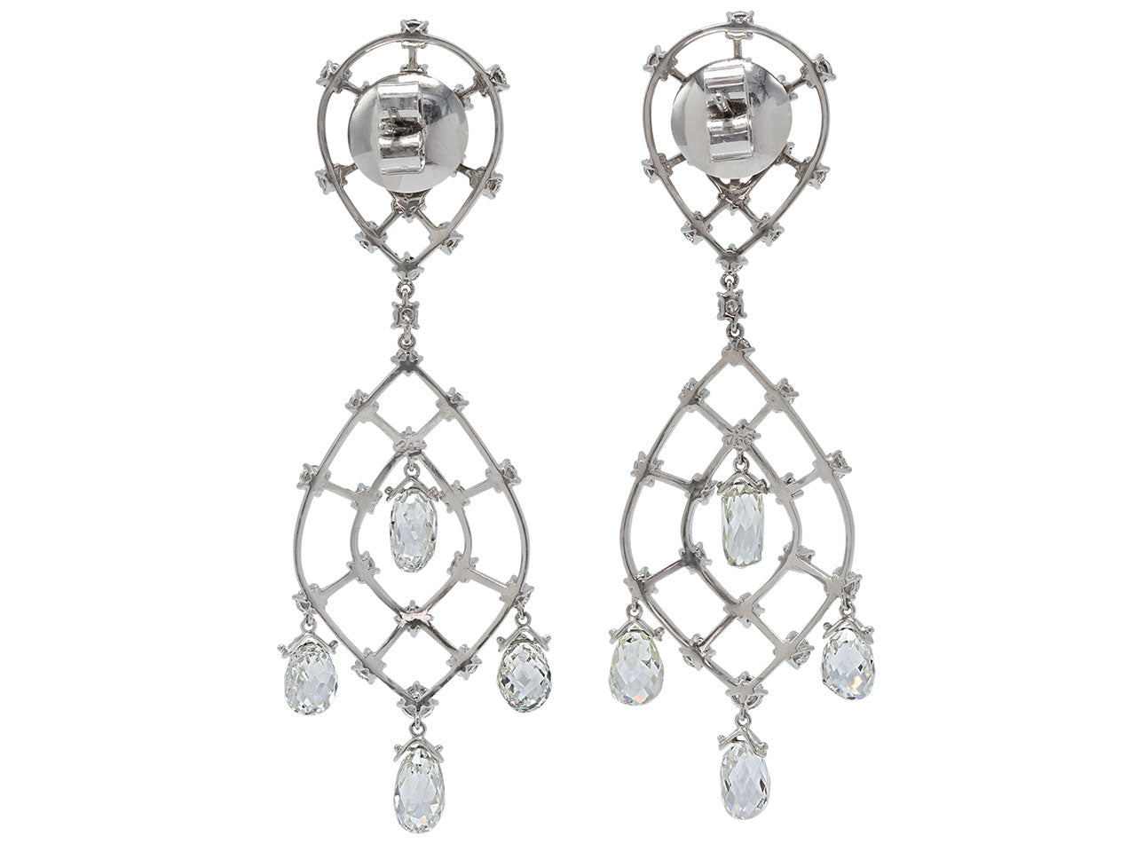 Diamond Briolette Chandelier Earrings in Platinum