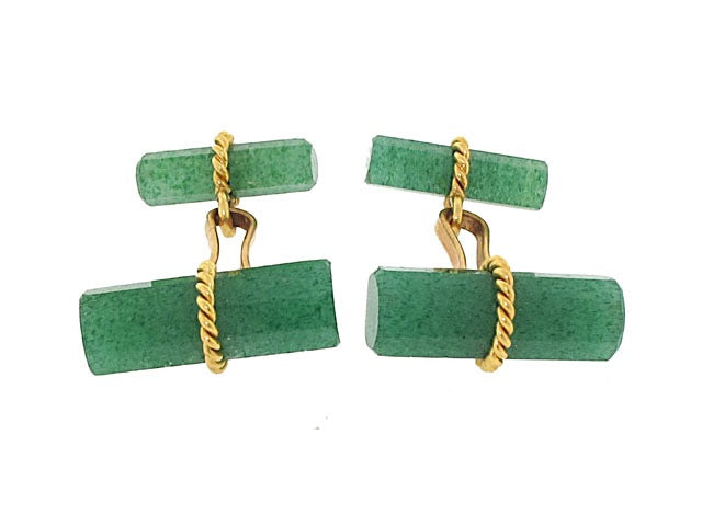 Marchak Aventurine Cufflinks in 18K