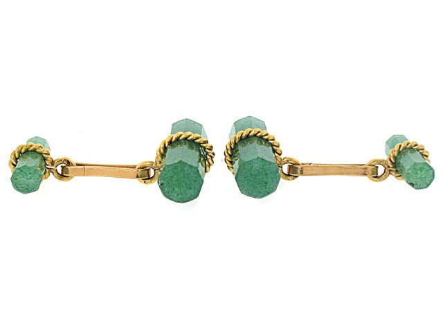 Marchak Aventurine Cufflinks in 18K