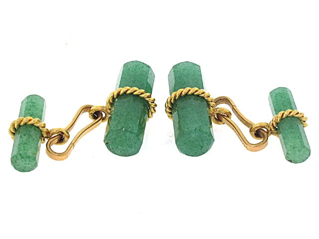 Marchak Aventurine Cufflinks in 18K