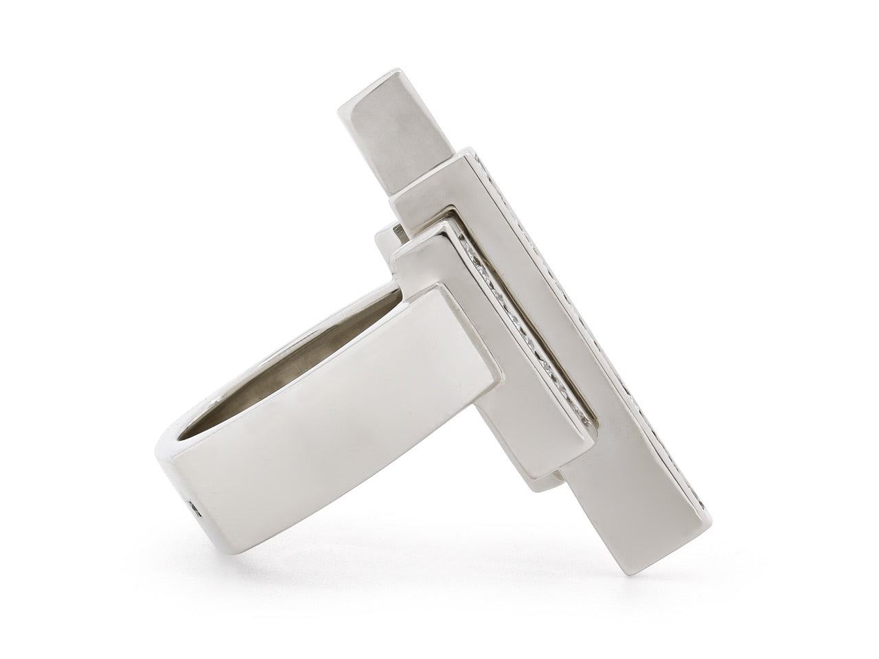 Modernist Diamond Ring in 14K White Gold