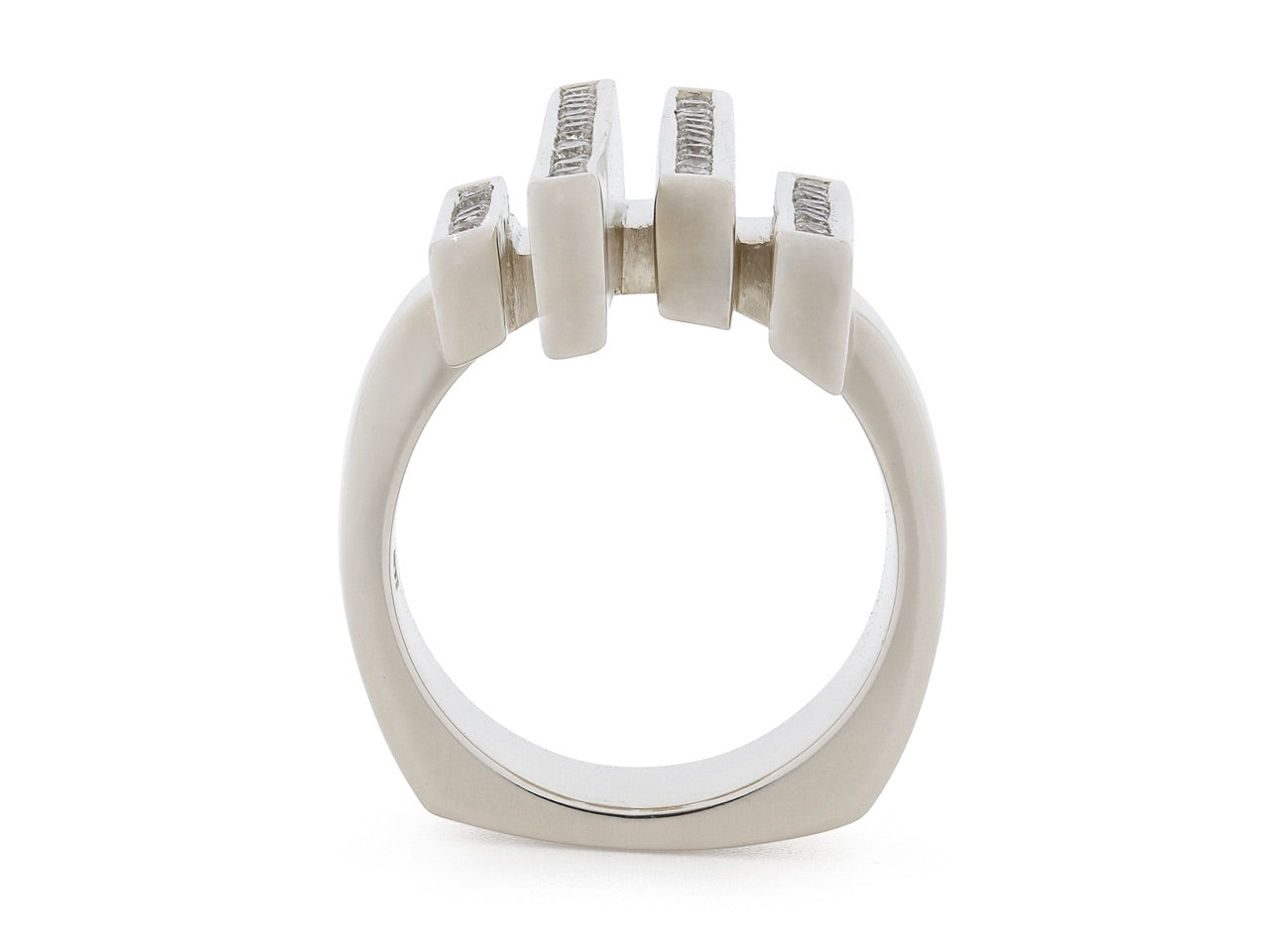 Modernist Diamond Ring in 14K White Gold