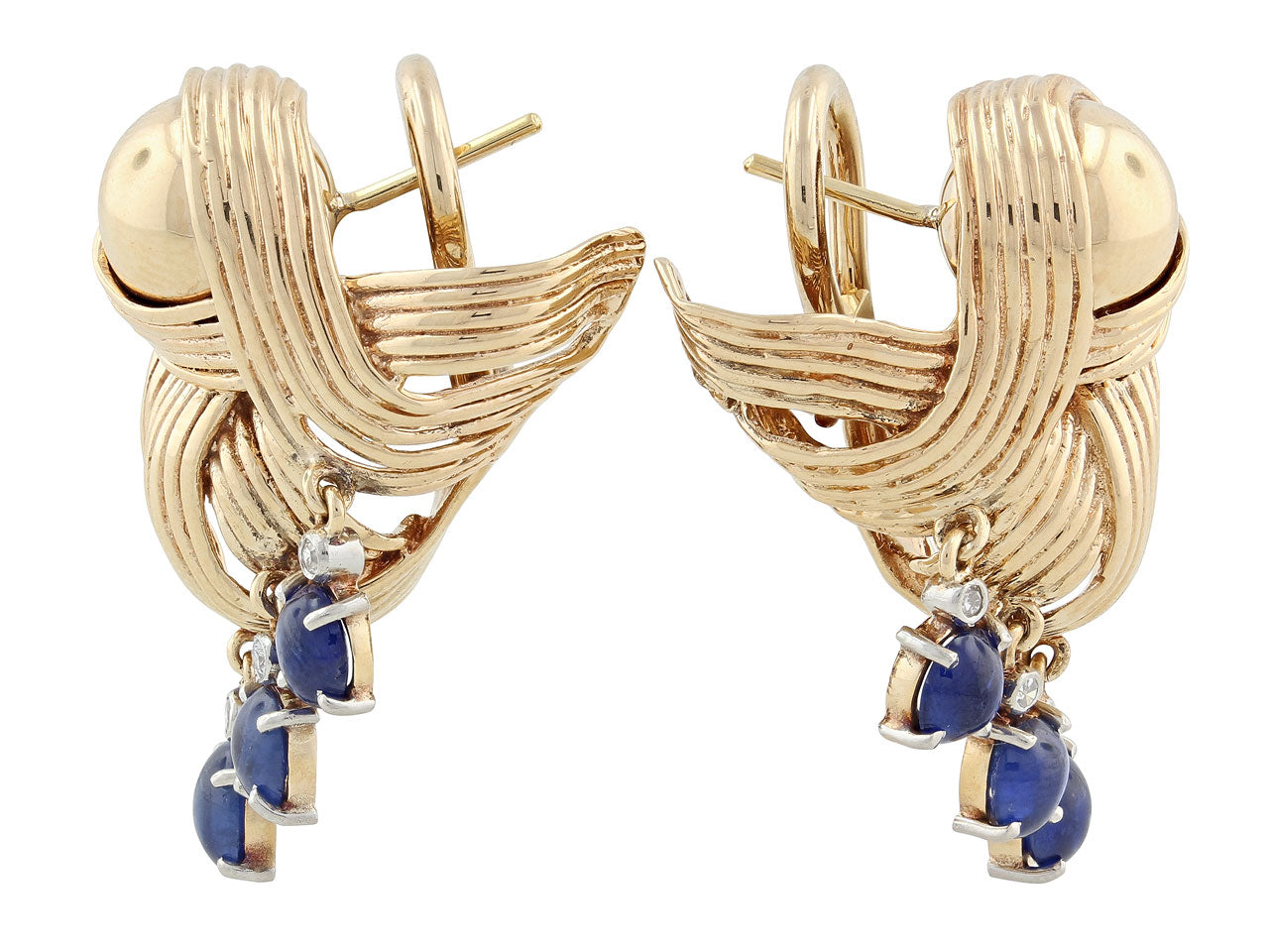 Retro Sapphire and Diamond Earrings in 14K