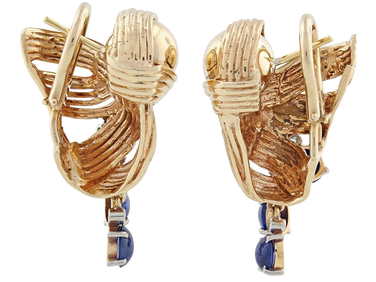 Retro Sapphire and Diamond Earrings in 14K