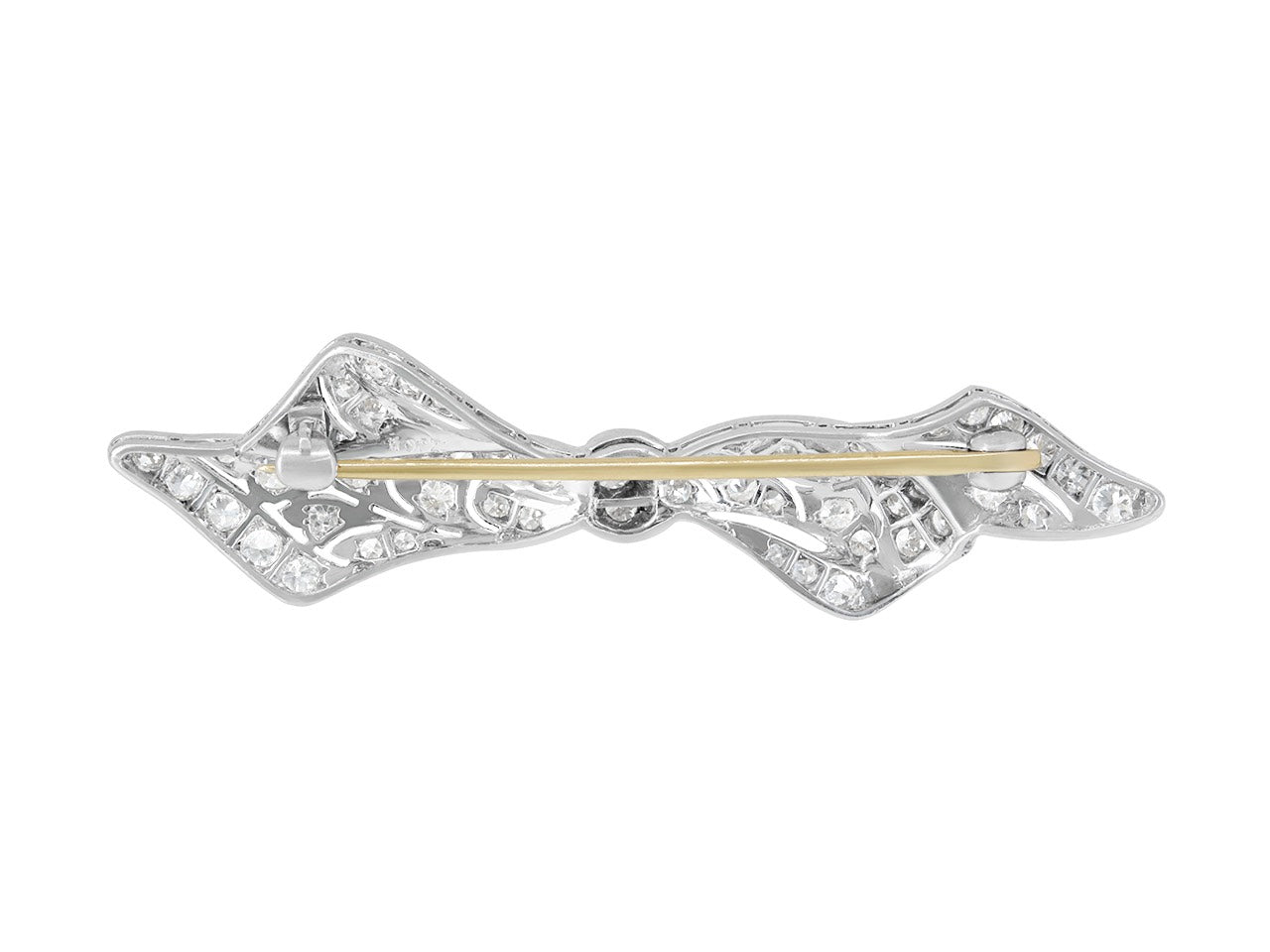 Antique Edwardian Diamond Bow Brooch in Platinum