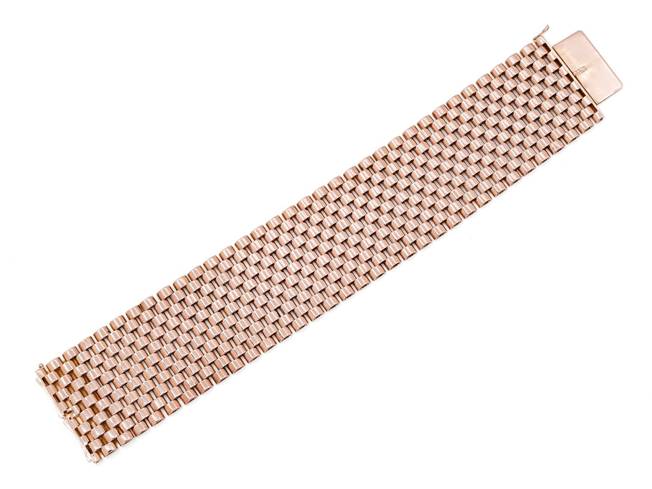 Mid-Century Wide Gold Bracelet in 18K Rose Gold