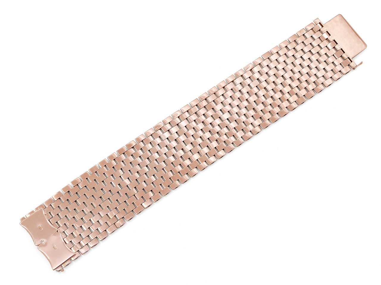 Mid-Century Wide Gold Bracelet in 18K Rose Gold