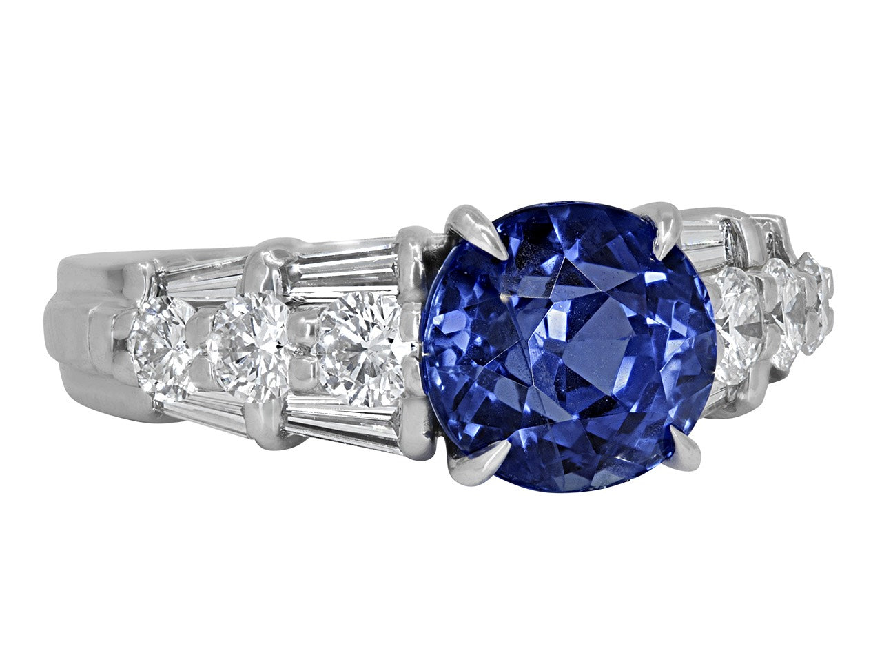 Sapphire, 3.38 Carat No Heat, and Diamond Ring in Platinum