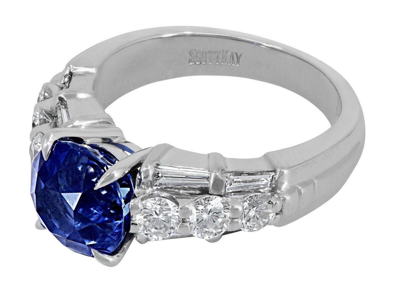 Sapphire, 3.38 Carat No Heat, and Diamond Ring in Platinum