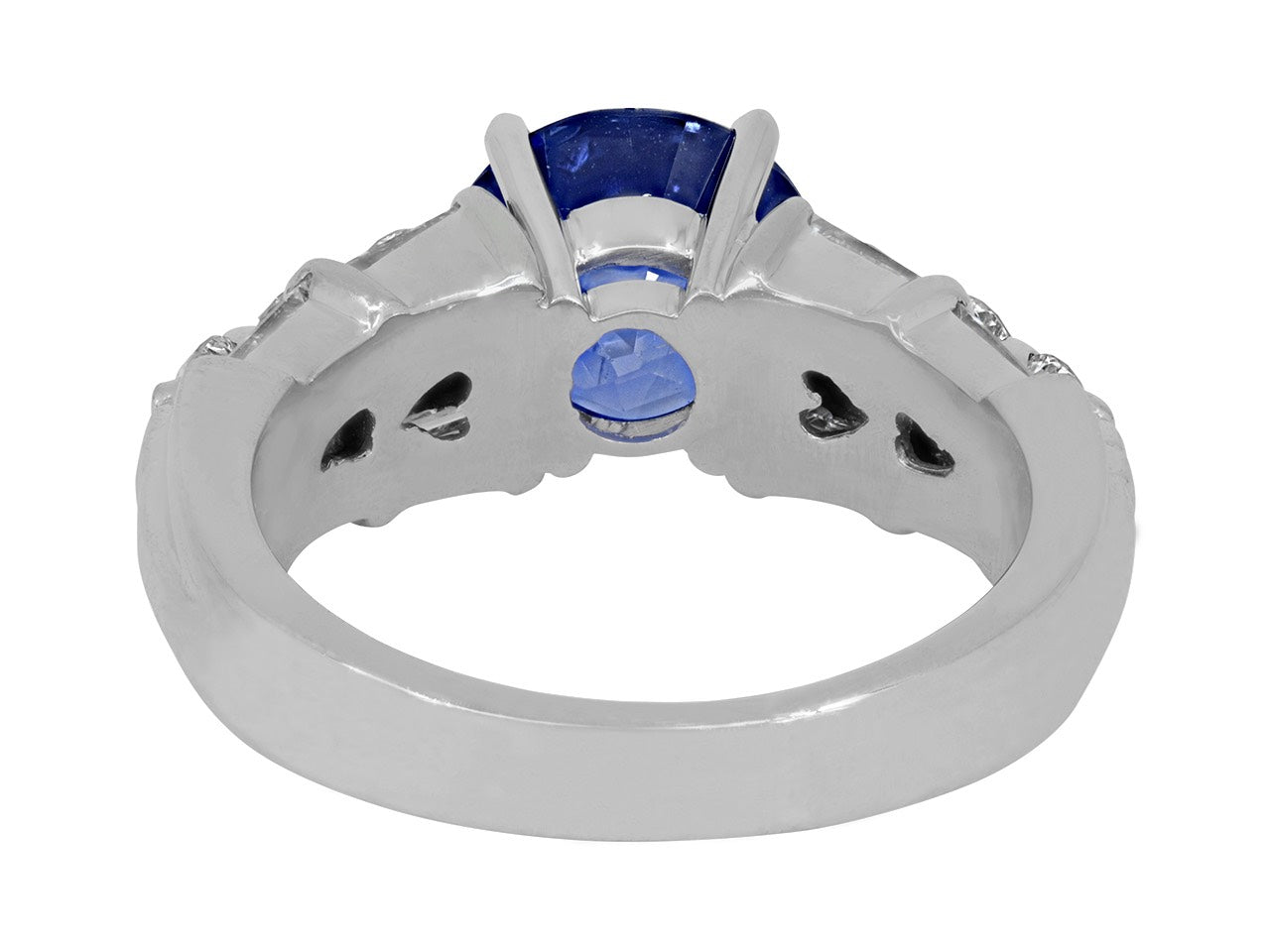 Sapphire, 3.38 Carat No Heat, and Diamond Ring in Platinum