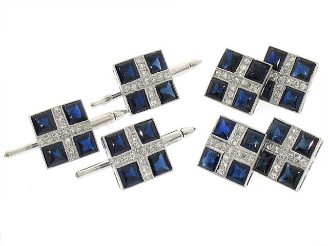 Sapphire and Diamond Dress Set in Platinum