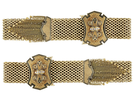 Pair of Antique Victorian Mesh Bracelets in 14K Gold