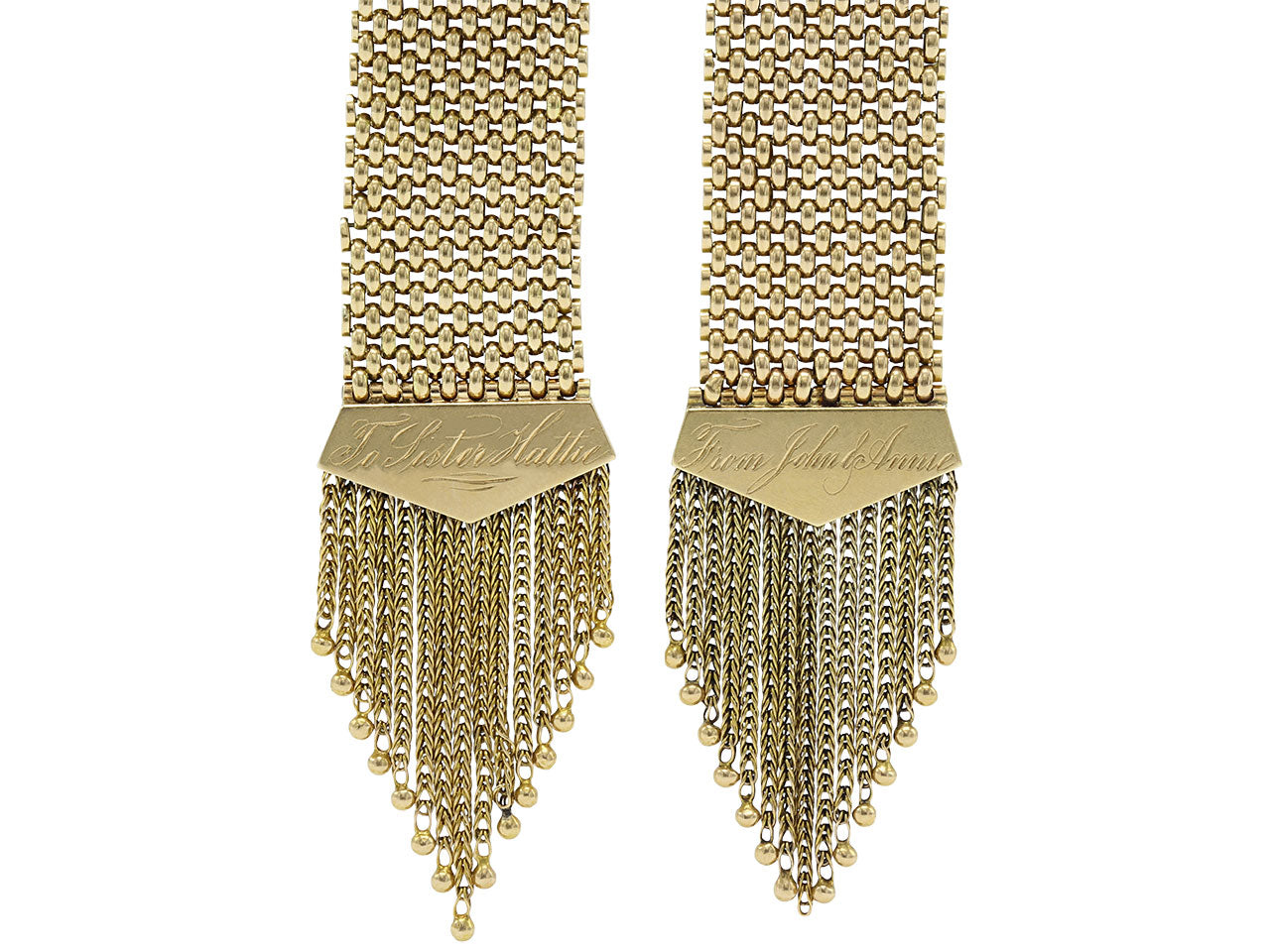 Pair of Antique Victorian Mesh Bracelets in 14K Gold