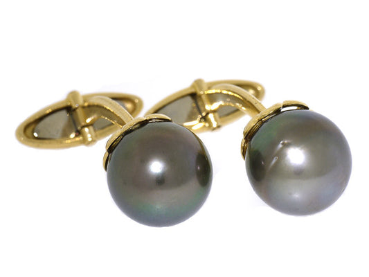 Tahitian Pearl Cufflinks in 18K