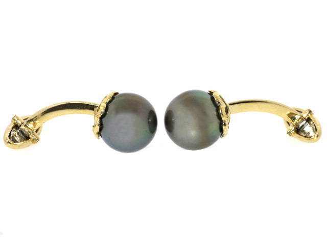 Tahitian Pearl Cufflinks in 18K