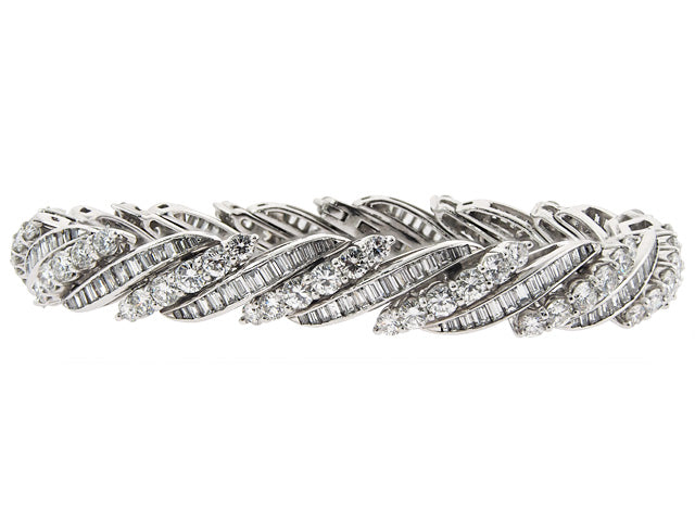 Mid-Century Diamond Barber Pole Bracelet in Platinum