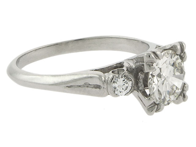 Mid-Century 0.96 Carat J/SI-1 Diamond Engagement Ring in Platinum