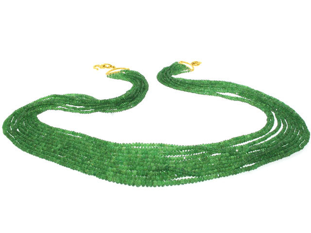 Emerald Bead Necklace in 22K