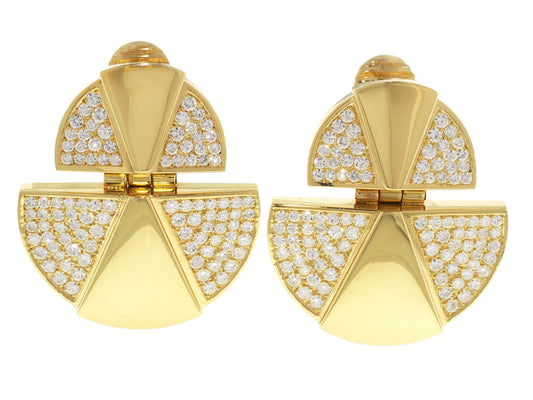 Modernist Style Diamond Earrings in 18K