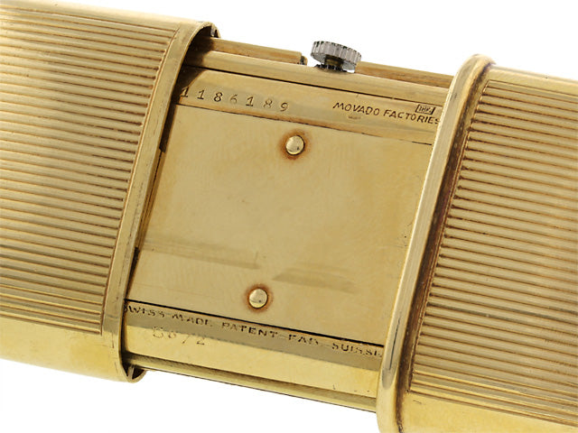 Movado for Cartier Art Deco 'Ermeto' Clock in 18K Gold