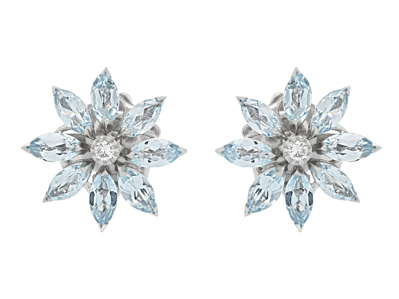 Asprey Blue Topaz and Diamond 'Daisy' Flower Suite in 18K