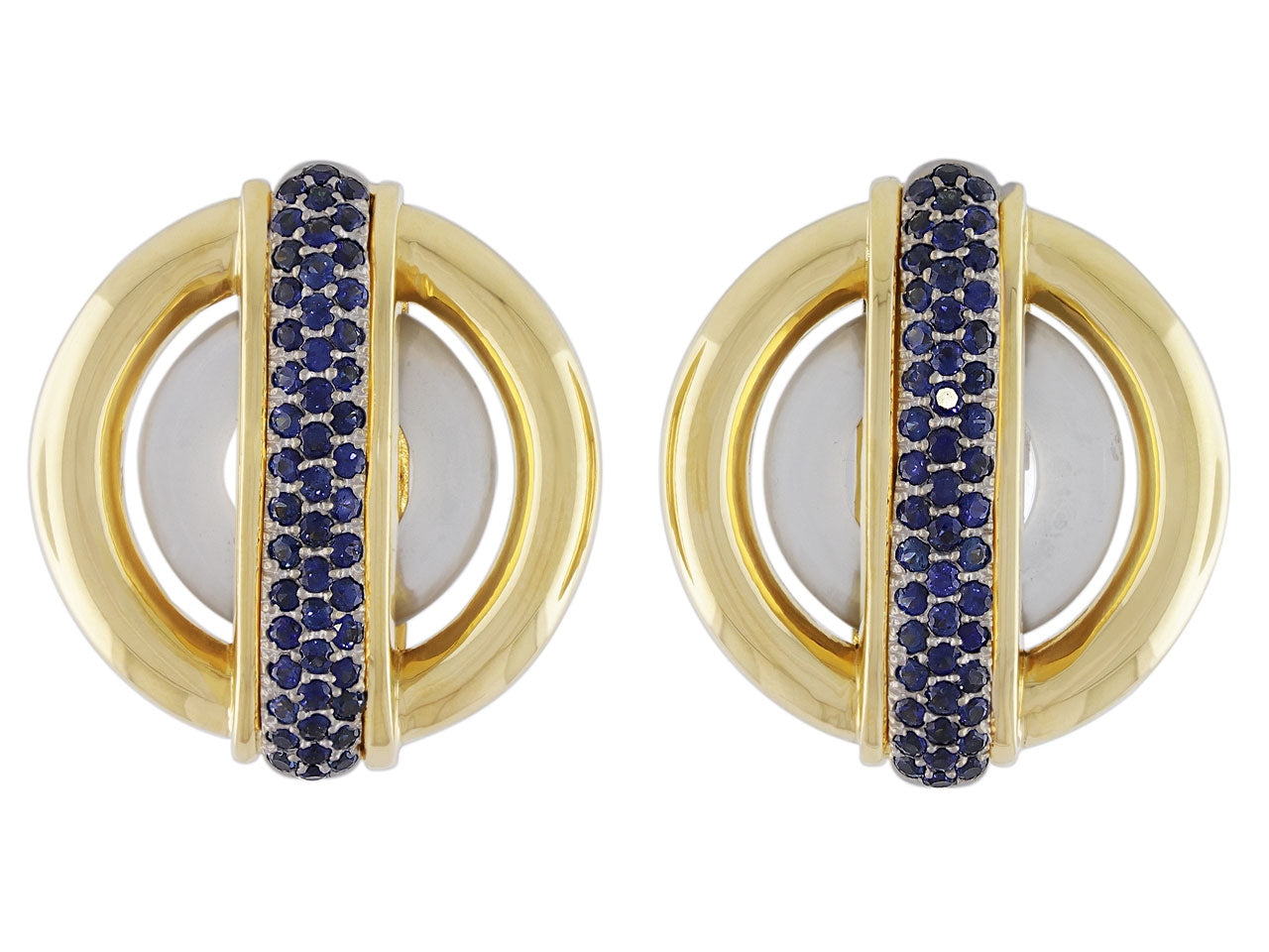 Cartier Aldo Cipullo Sapphire Circles Earrings in 18K