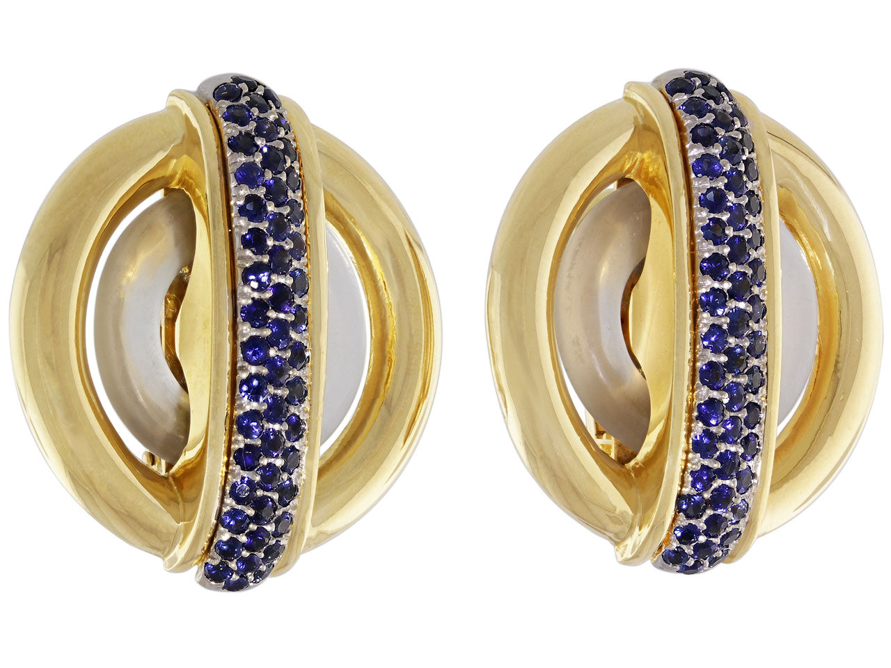 Cartier Aldo Cipullo Sapphire Circles Earrings in 18K