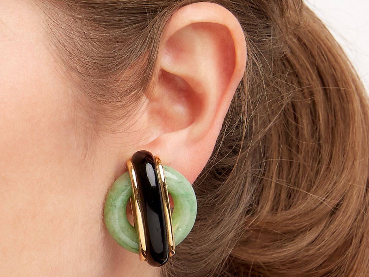 Cartier Aldo Cipullo Jade and Onyx Earrings in 18K