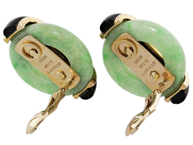 Cartier Aldo Cipullo Jade and Onyx Earrings in 18K