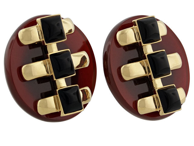 Cartier Aldo Cipullo Carnelian and Onyx Earrings in 18K