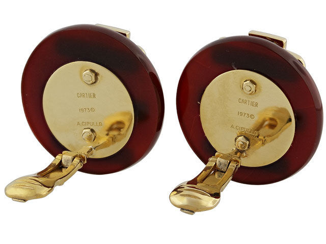 Cartier Aldo Cipullo Carnelian and Onyx Earrings in 18K