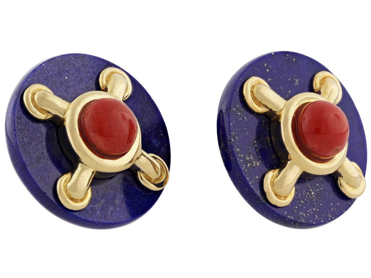 Cartier Aldo Cipullo Lapis and Coral Earrings in 18K