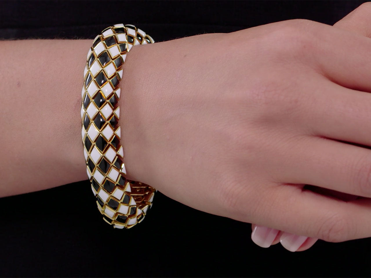 David Webb Enamel 'Harlequin' Bracelet in 18K Gold