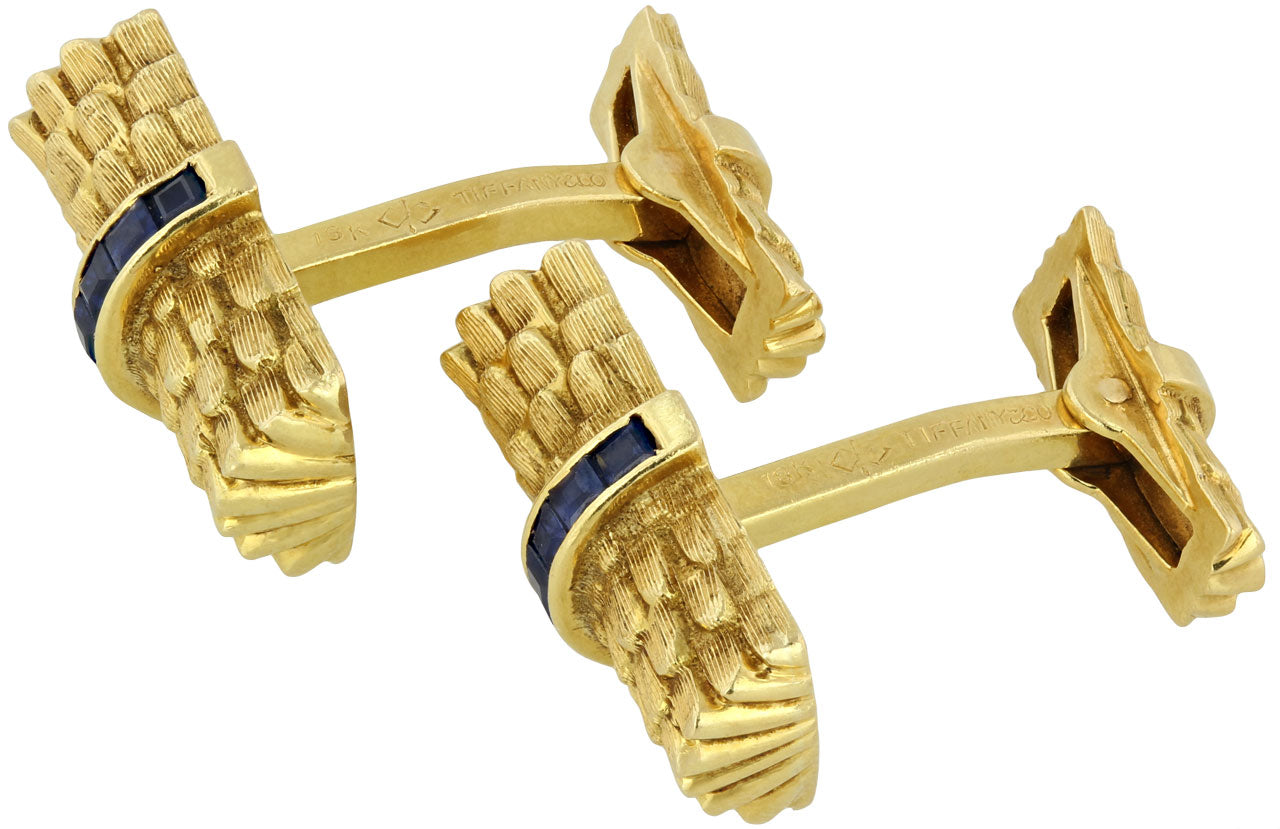 Tiffany & Co. Sapphire Bar Cufflinks in 18K