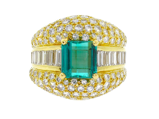 Hammerman Brothers Emerald and Diamond Ring in 18K