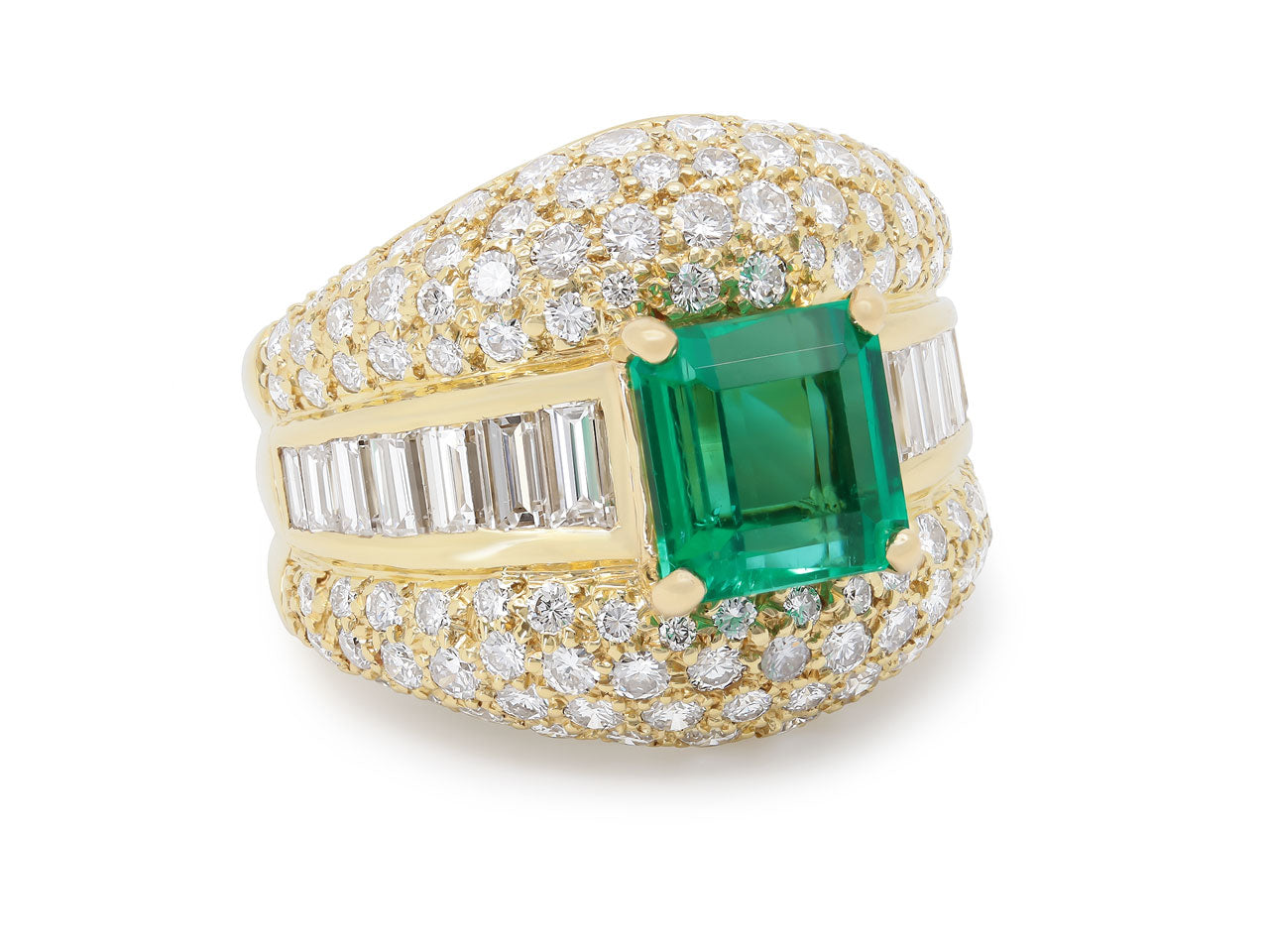 Hammerman Brothers Emerald and Diamond Ring in 18K Gold