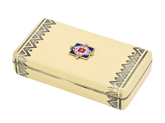 Cartier Art Deco Enamel Box in 18K and Silver