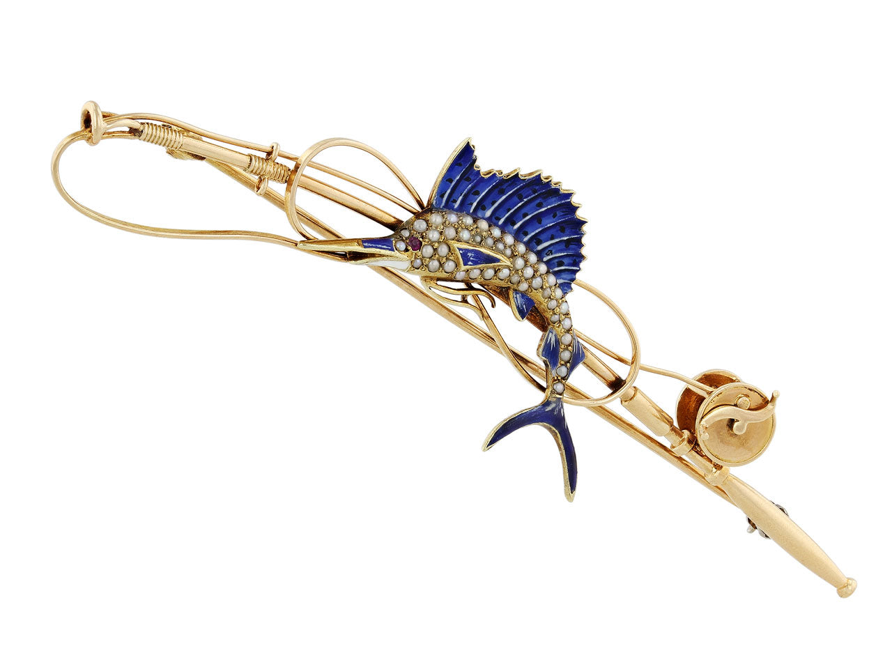 Retro Sailfish Brooch in 14K