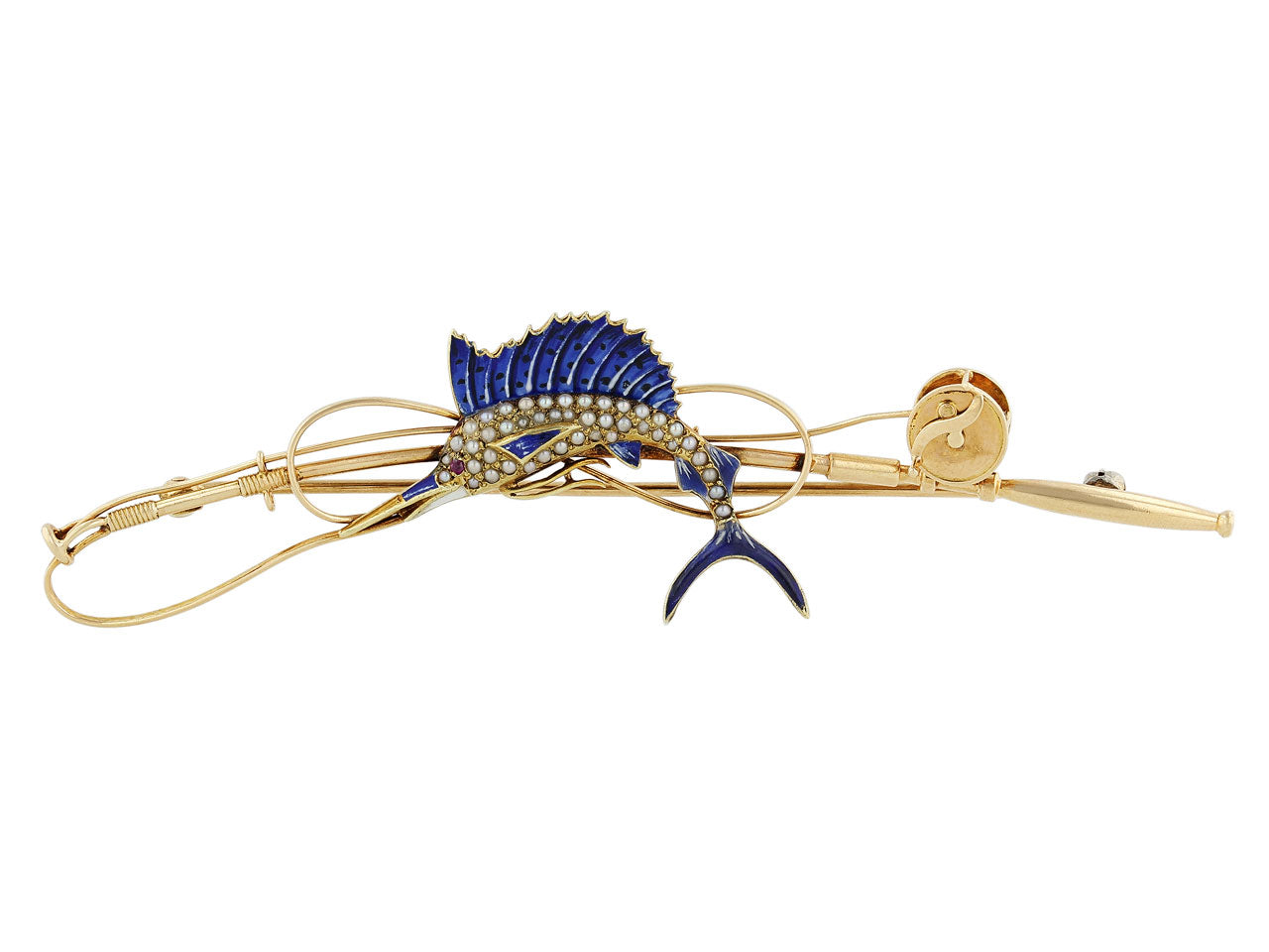 Retro Sailfish Brooch in 14K